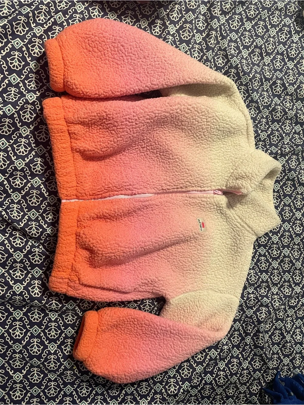 Old Navy Pink to Cream Ombre Plush Zip-Up